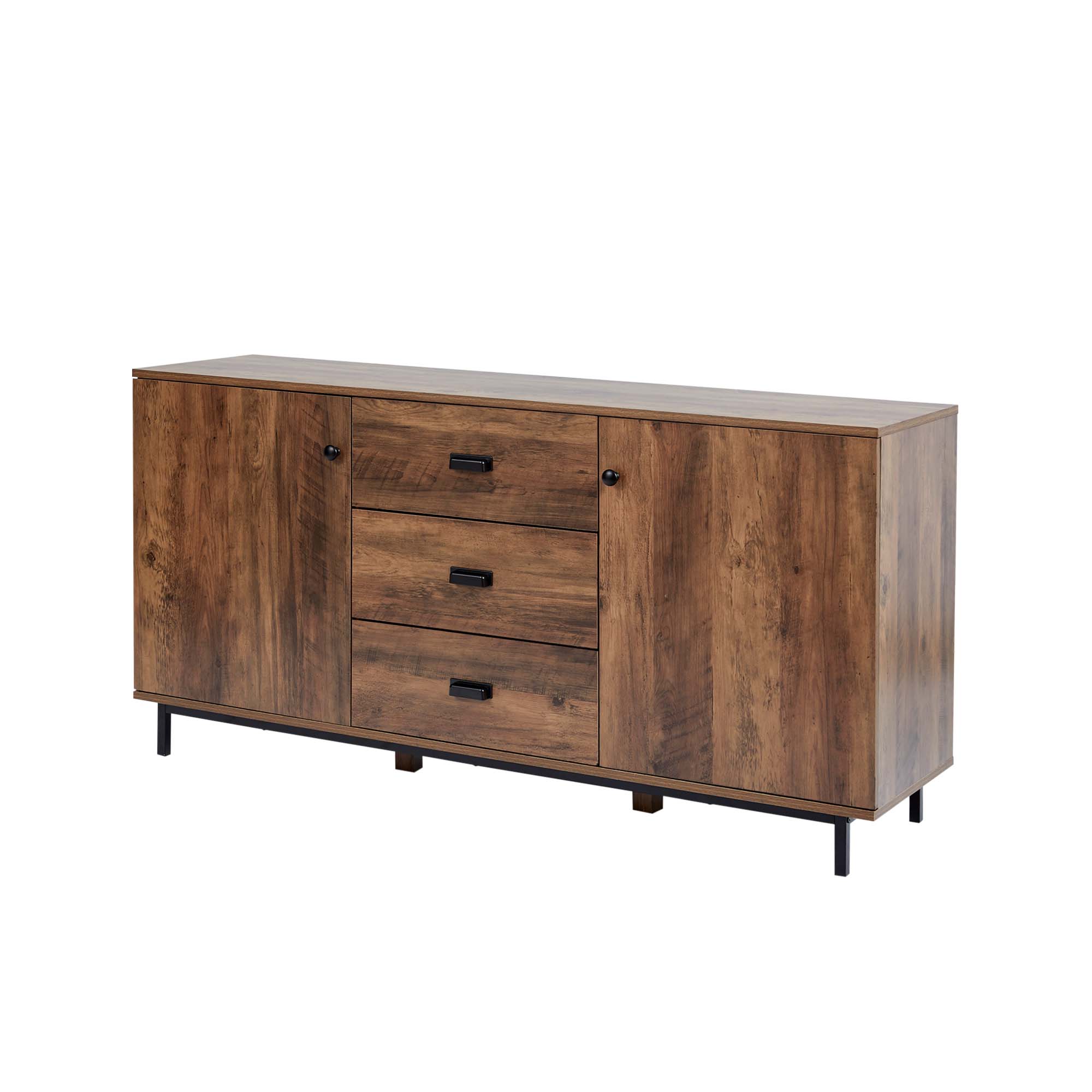 Back. Teamson Home - Brooklyn Sideboard with Storage Plus Metal Legs and Handles - Tan.