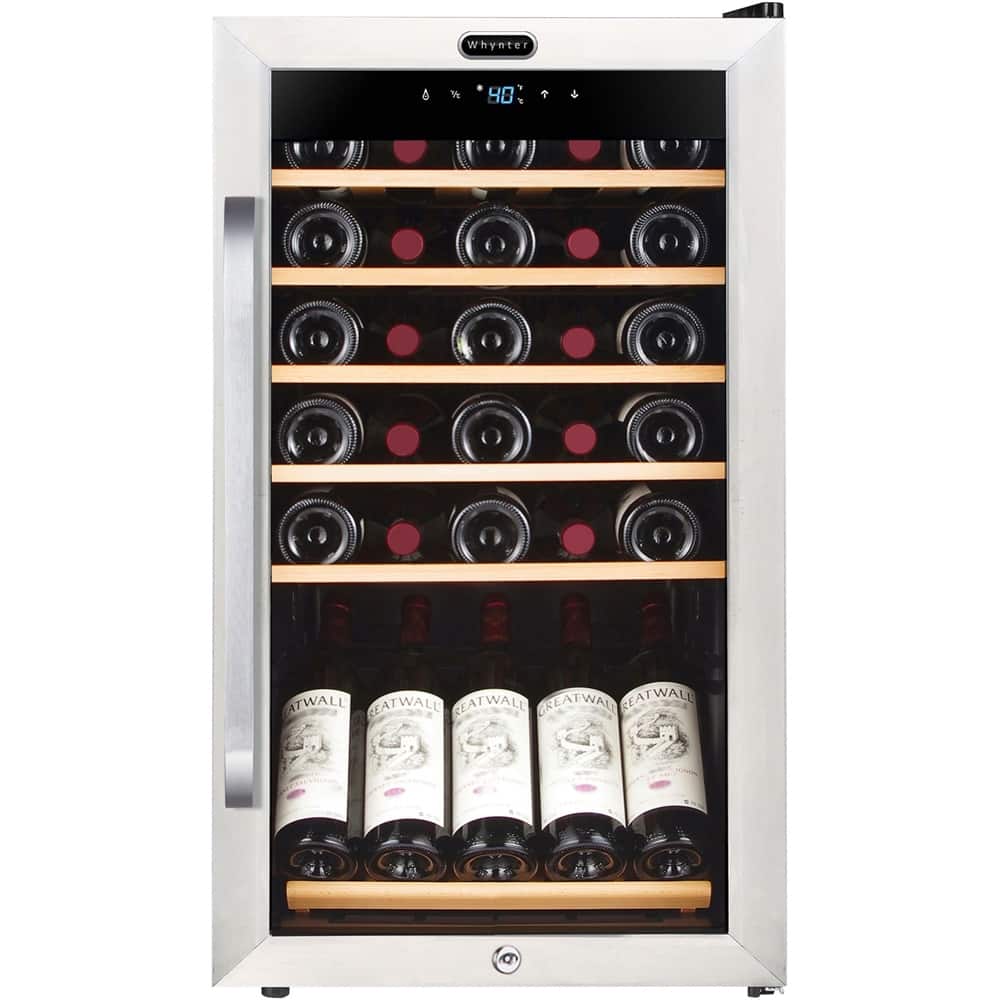 Front. Whynter - 34-Bottle Wine Cooler - Stainless steel.