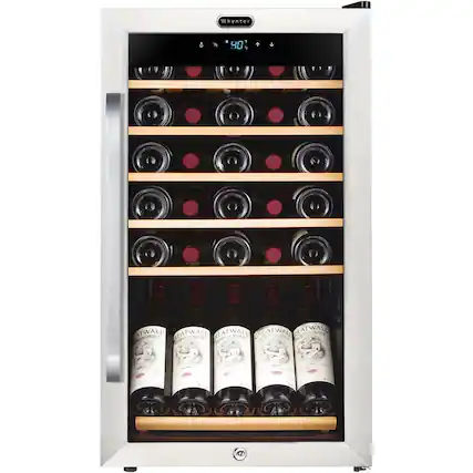 Front. Whynter - 34-Bottle Wine Cooler - Stainless steel.
