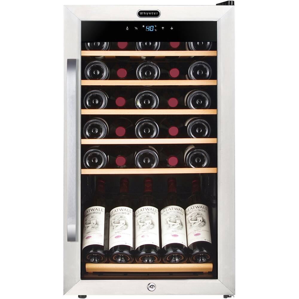 Front. Whynter - 34-Bottle Wine Cooler - Stainless steel.