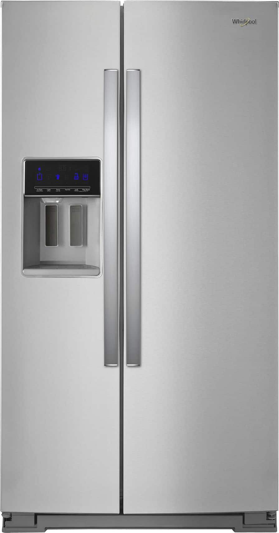 Front. Whirlpool - 20.6 Cu. Ft. Side-by-Side Counter-Depth Refrigerator - Fingerprint Resistant Stainless Steel.