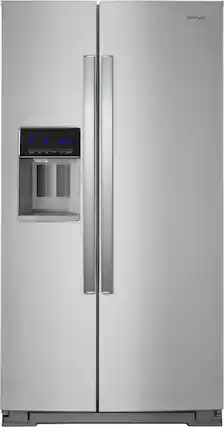 Front. Whirlpool - 20.6 Cu. Ft. Side-by-Side Counter-Depth Refrigerator - Fingerprint Resistant Stainless Steel.