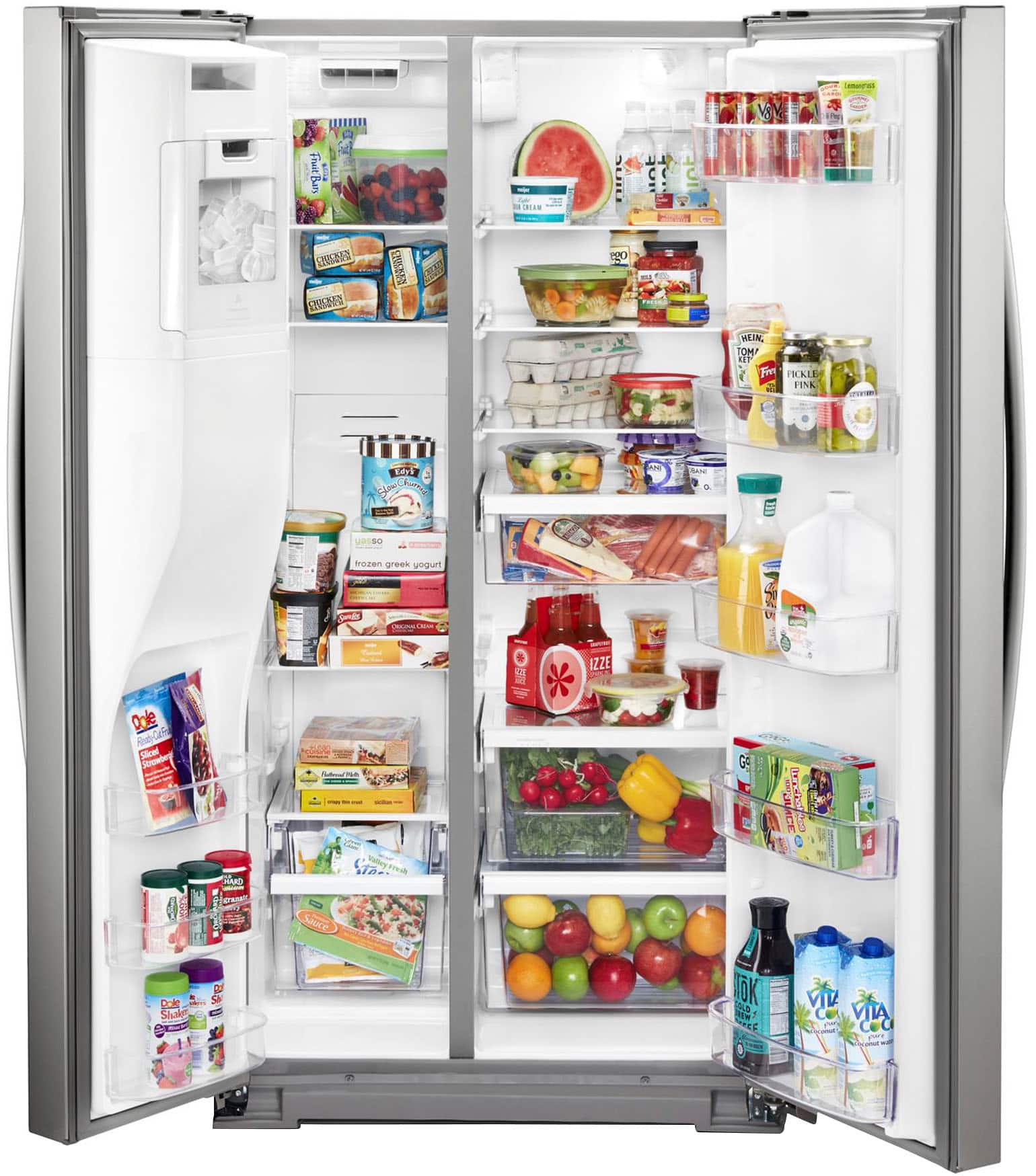 Left. Whirlpool - 20.6 Cu. Ft. Side-by-Side Counter-Depth Refrigerator - Fingerprint Resistant Stainless Steel.