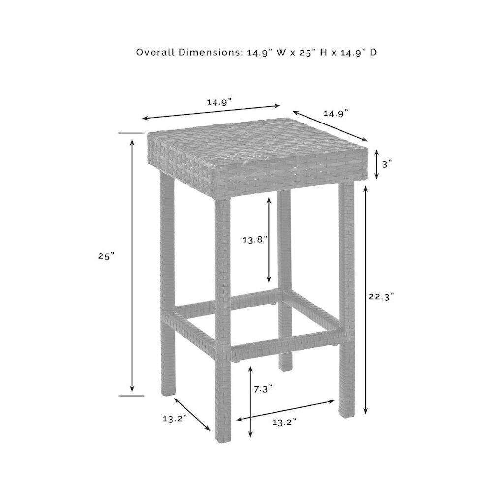 Overall Dimensions: 14.9" W x 25" H x 14.9" D  
14.9"  
14.9"  
3"  
25"  
13.8"  
22.3"  
7.3"  
13.2"  
13.2"