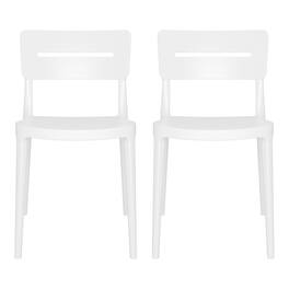 WestinTrends - Playa Outdoor Modern Stackable Plastic Patio Dining Chairs (Set of 2) - White