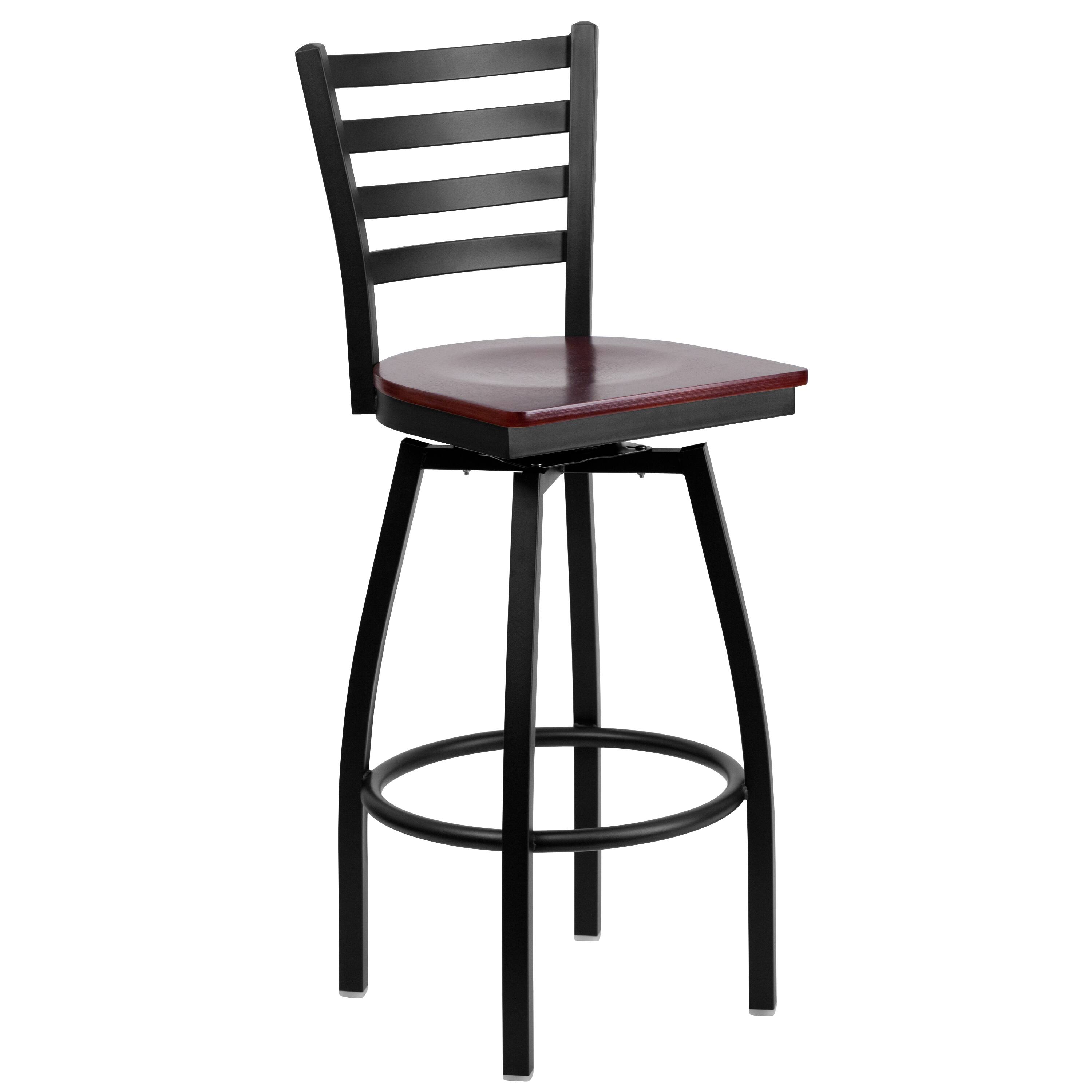 Mahogany Wood Seat/Black Metal Frame