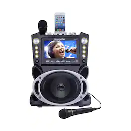 Karaoke USA - DVD/CDG/MP3G Karaoke Machine with 7" TFT Color Screen with Record and Bluetooth - Silver/Black