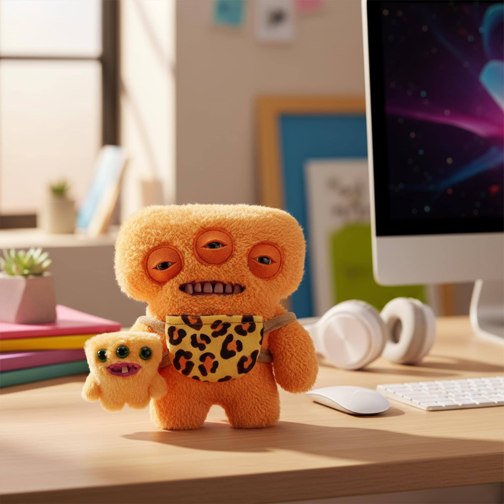 Alt View 5. Fuggler - Zuru Fuggler Double Trouble Mini Me Annoyed Alien 9 Inch Plush Series 1 - Orange.