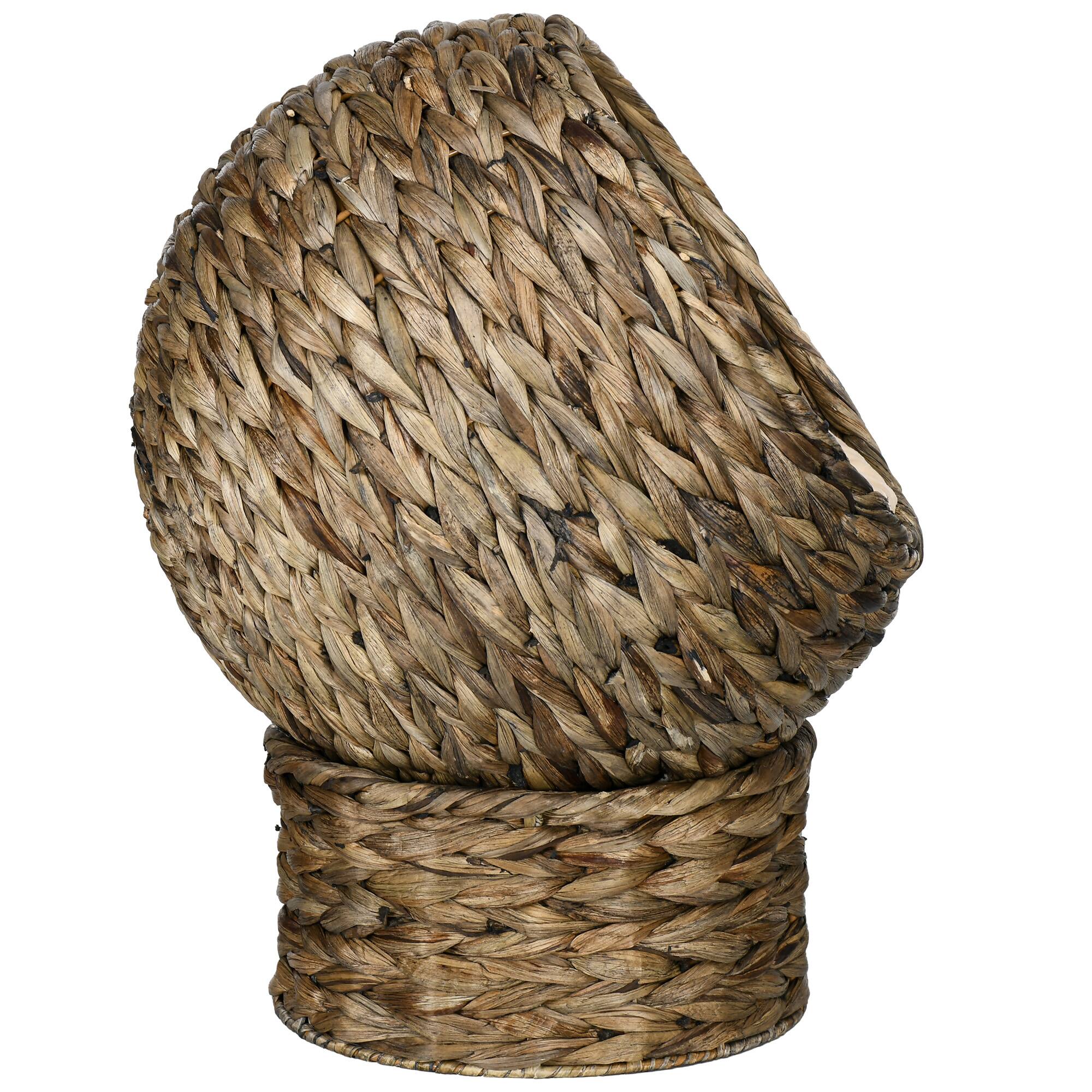 Alt View 5. Pawhut - Handwoven Elevated Cat Bed, Soft Cushion, Cat Egg Chair Shape, with Stand, Raised Wicker, Indoor, 20.5" H.