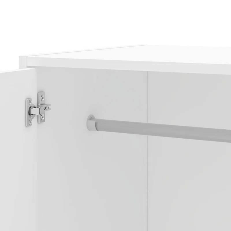 Left. Hivvago - Modern White 2-Door Wardrobe Armoire Cabinet with Clothes Hanging Rod - White.