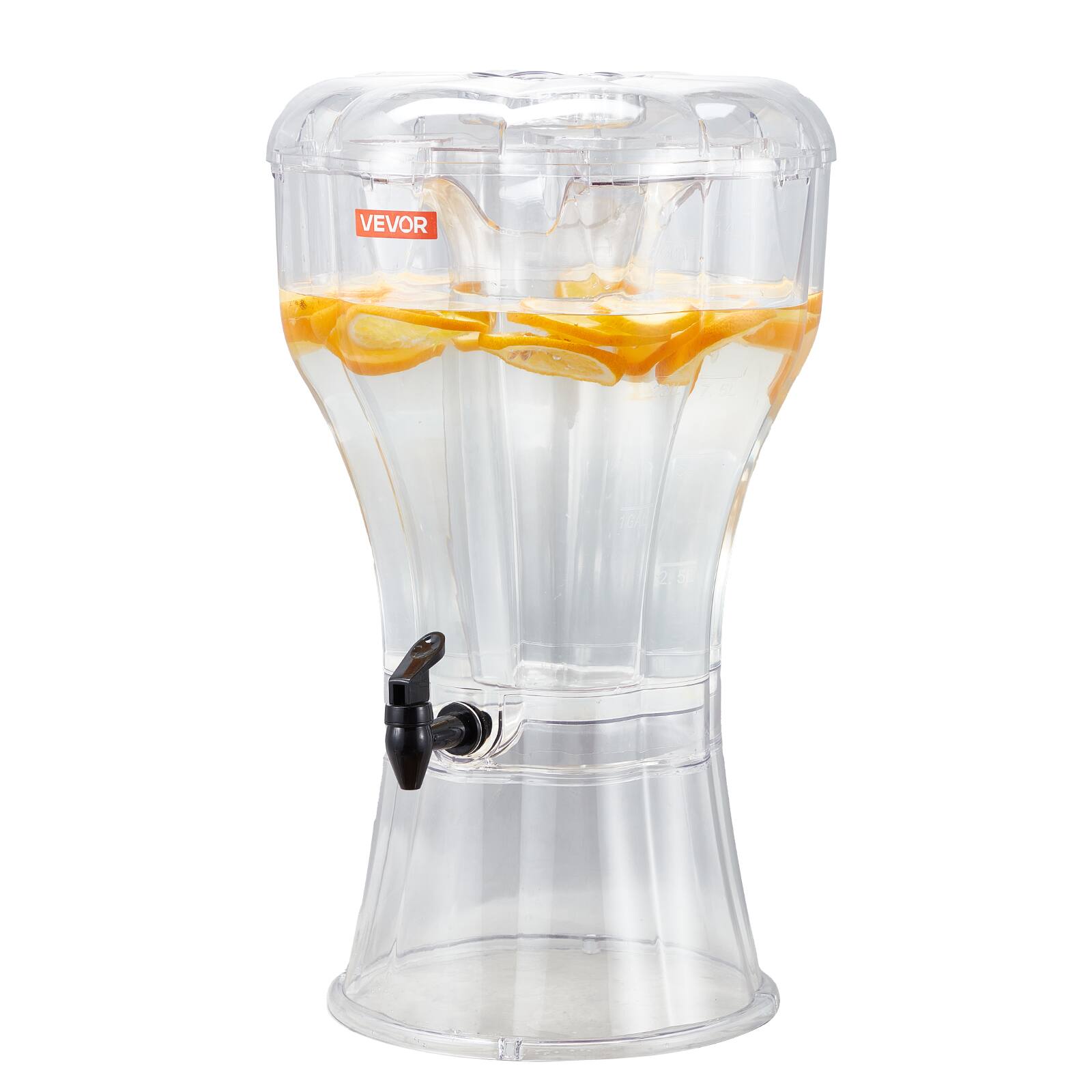 Front. VEVOR - Beverage Dispenser, 3.4 Gallon Drink Dispenser for Parties, Plastic Juice Dispensers with No-Drip Spigot - Transparent.