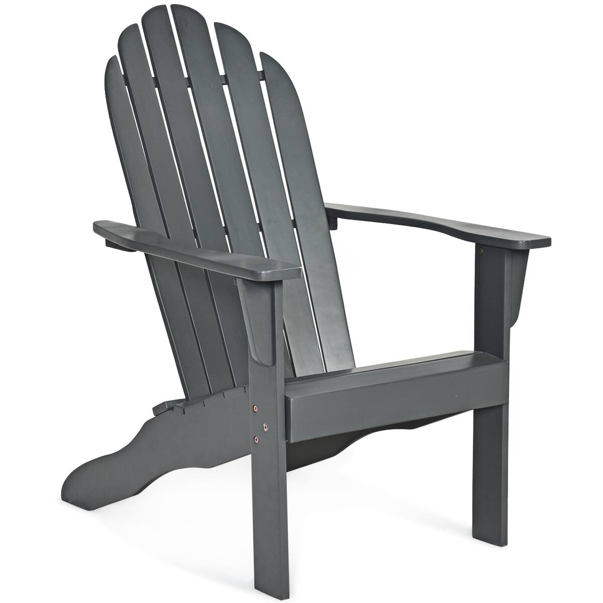 Front. Costway - Costway Outdoor Adirondack Chair Accent Chair Solid Wood sturdy Patio Garden Deck Furniture - Gray.