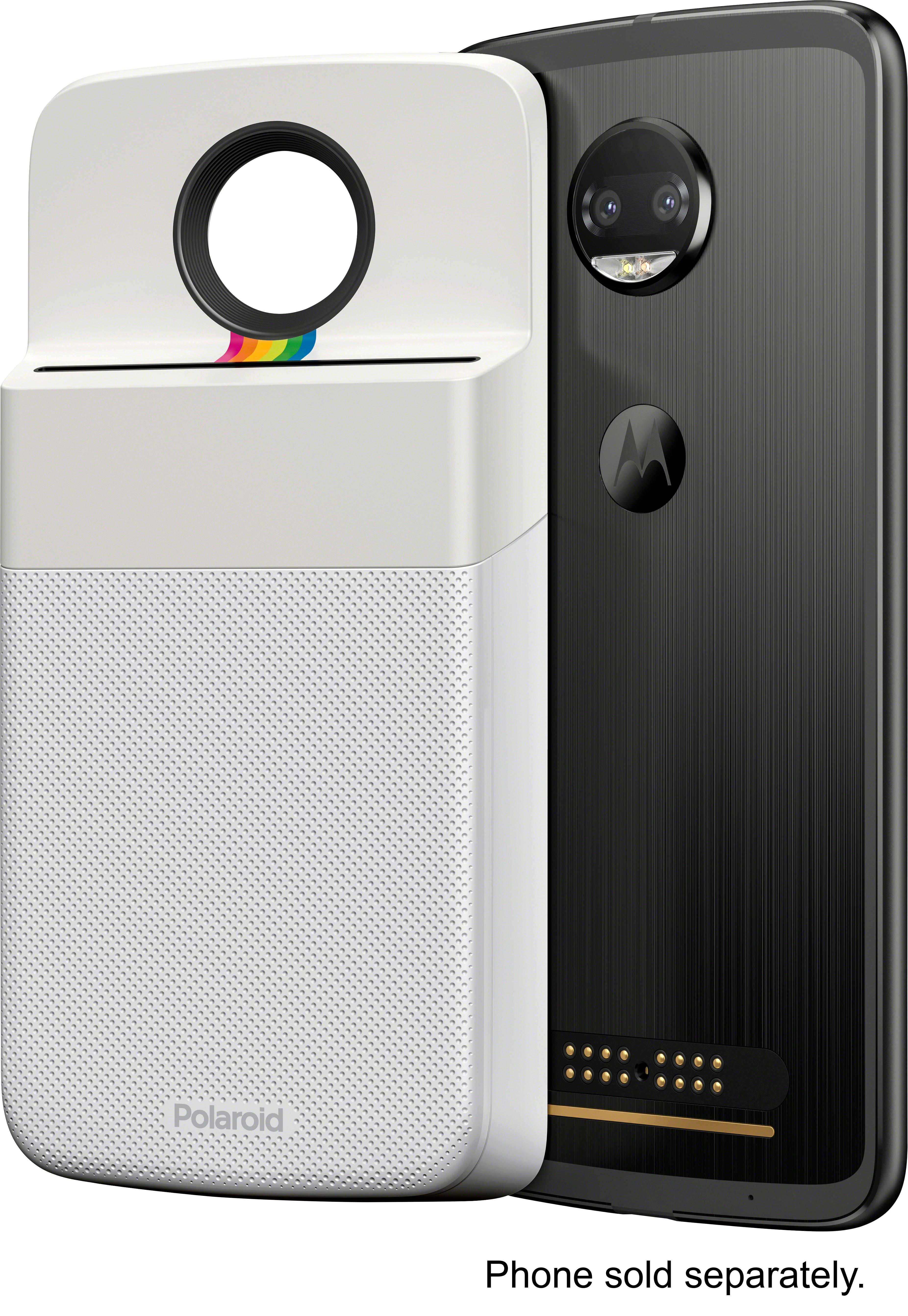 Left View: Motorola - Moto Mods Polaroid Insta-Share Printer - White