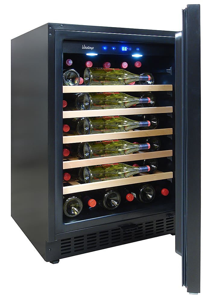 Left View: Vinotemp - 41-Bottle Indoor/Outdoor Wine Cooler - Black