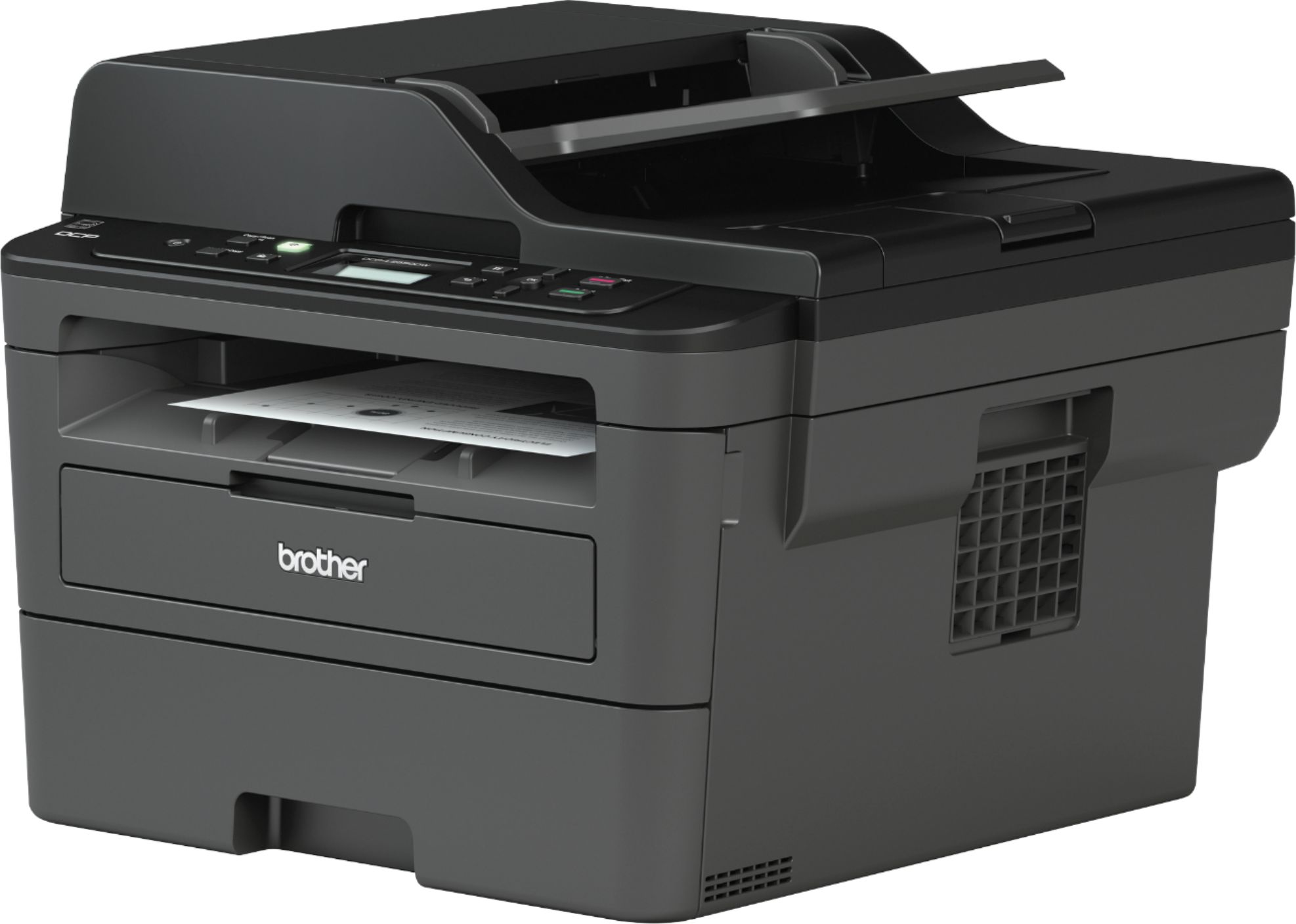 Left View: Brother - DCP-L2550DW Wireless Black-and-White All-In-One Refresh Subscription Eligible Laser Printer - Black