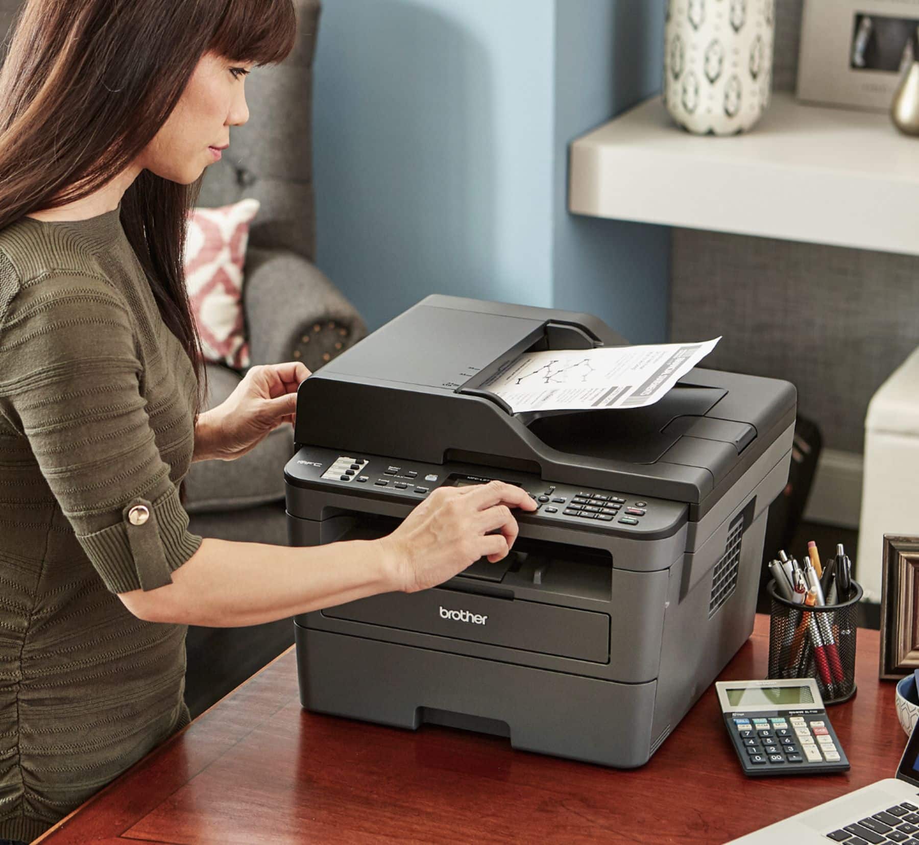 Alt View 11. Brother - MFC-L2710DW Wireless Black-and-White All-in-One Refresh Subscription Eligible Laser Printer - Black.