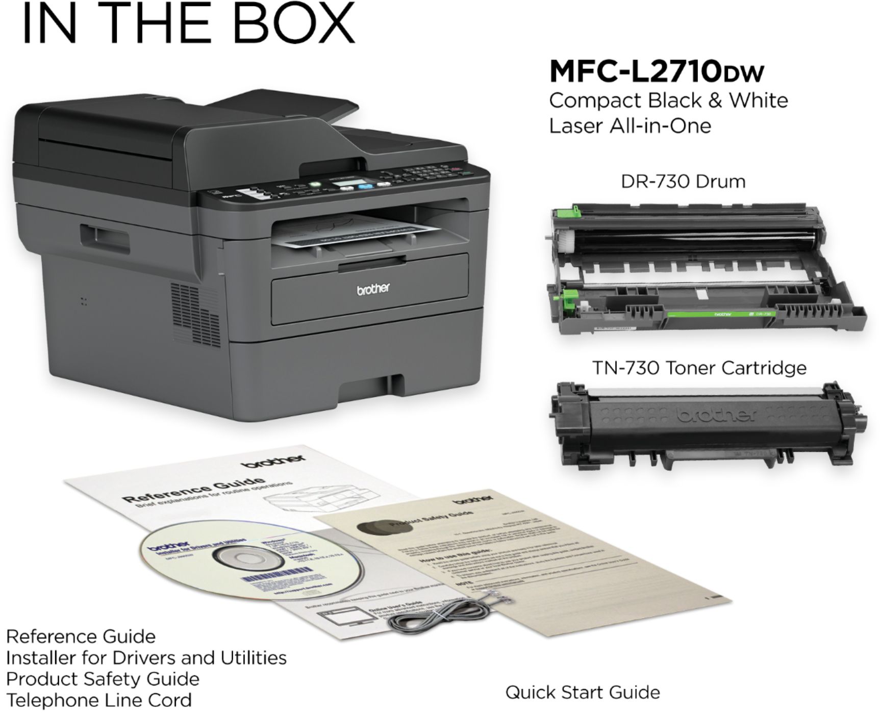Brother MFC-L2710DW - Imprimante multifonctions - Noir et blanc - laser -  Legal (216 x 356 mm) (original) - A4/