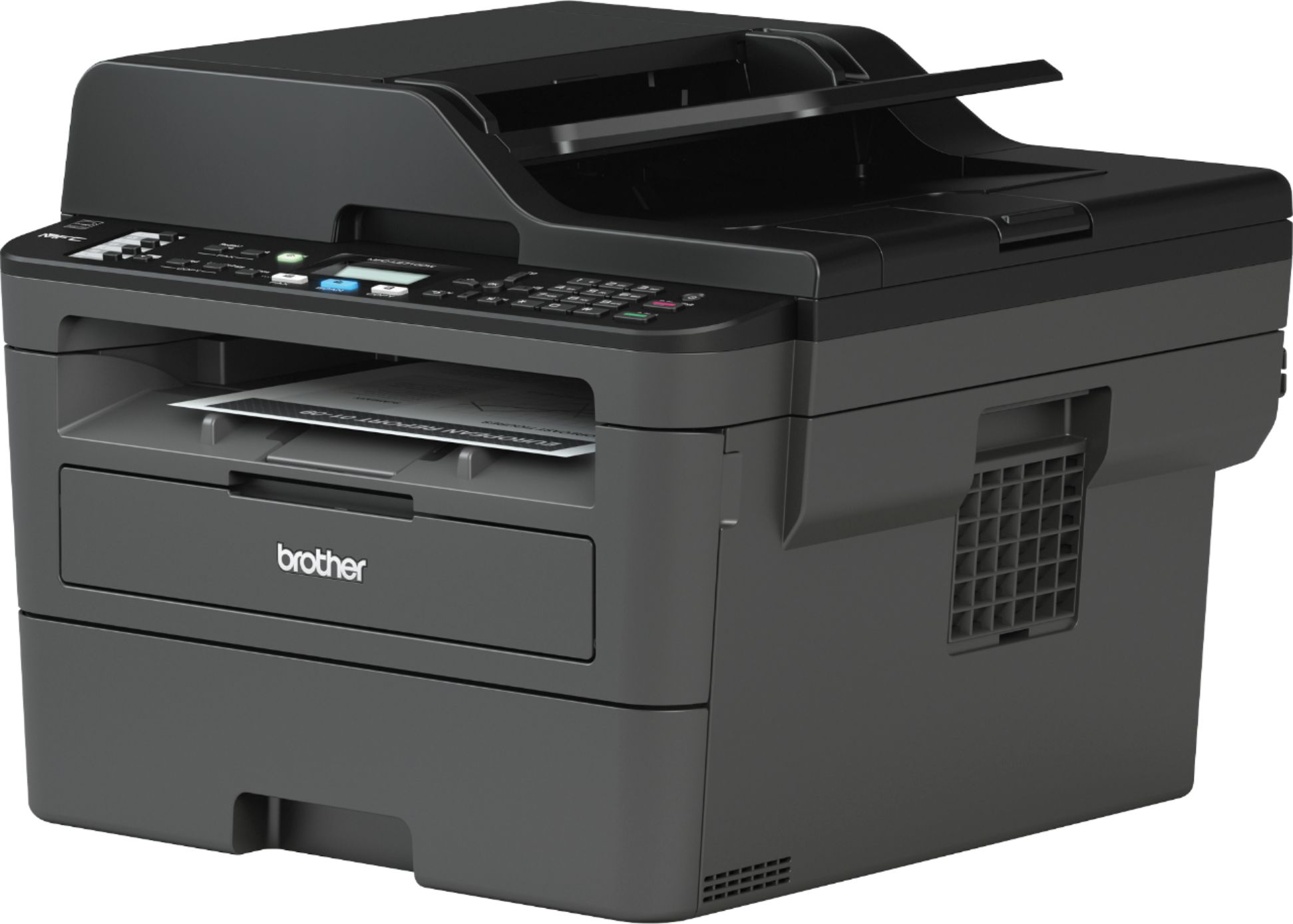 Left View: Brother - MFC-L2710DW Wireless Black-and-White All-in-One Refresh Subscription Eligible Laser Printer - Black