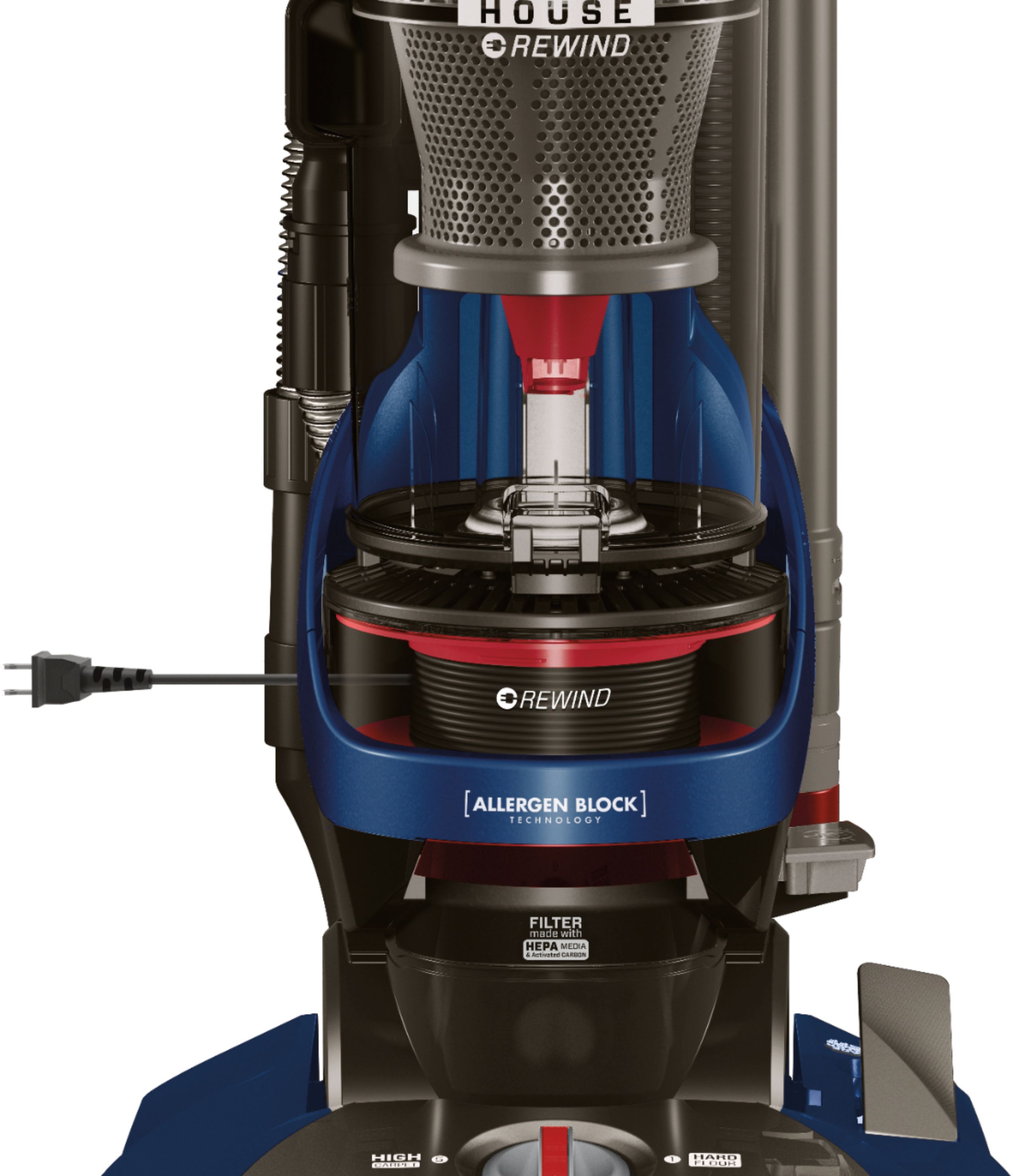 Blue Hoover WindTunnel 2 Whole House Rewind Bagless Upright Vacuum 