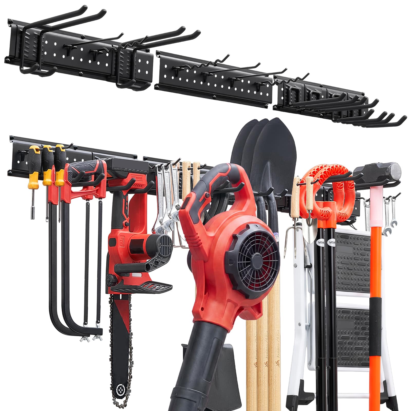 VEVOR - Garage Tool Organizer 49.5 Inch 600 lbs Wall Mount Garden Tool Rack, Heavy Duty Garage Hanging Storage Rack Organization - Black