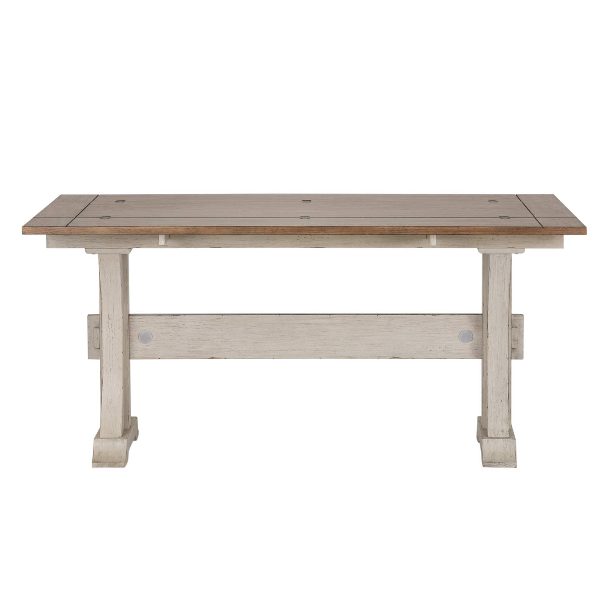 Angle. Liberty Furniture Industries - Farmhouse Reimagined Flip Lid Sofa Table in Antique White w/ Chestnut Top - White.