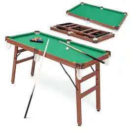 Costway - Folding Pool Table Set with Foldable Legs Adjustable Foot Levelers 2 Cues 2 Chalks - Multi-Color