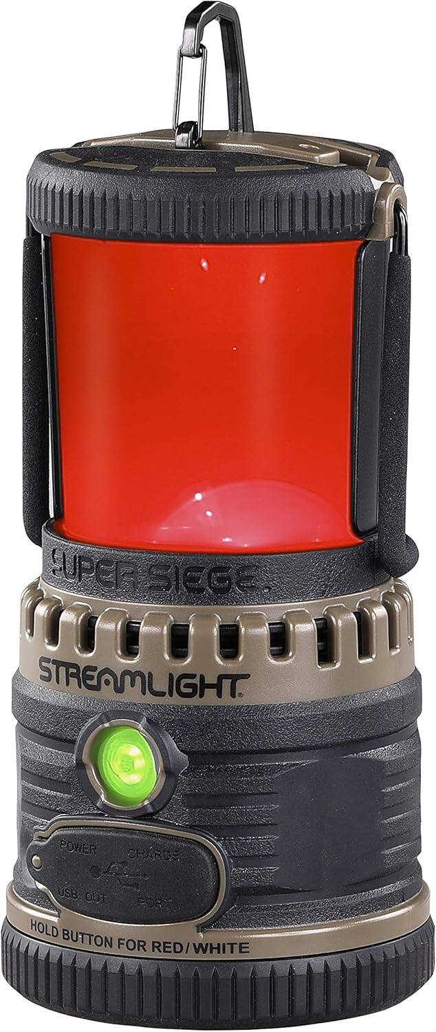 SUPER SIEGE  
STREAMLIGHT  
POWER CHARGE  
USB OUT  
EORT  
HOLD BUTTON FOR RED/WHITE