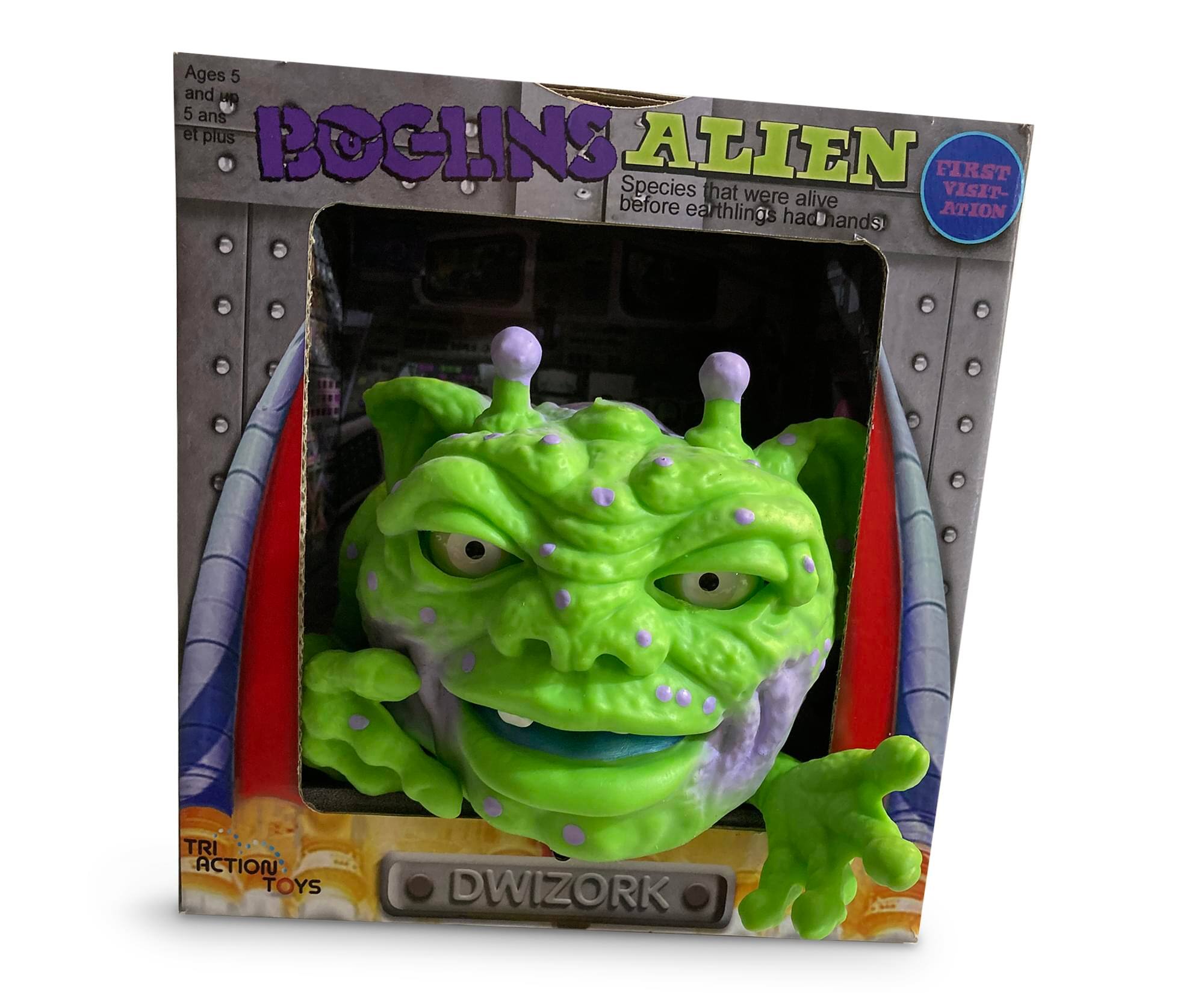 Ages 5 and up  
5 ans et plus  

BOGLINS ALIEN  
Species that were alive before earthlings had hands  

FIRST VISIT-ATION  

TRI ACTION TOYS  
DWIZORK