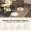 The text on the image reads: "Spacious 70-Inch Splice Tabletop Fits 6-8 people and complements any dcor Waterproof Anti-Scratch Wear Resistant Easy to Clean."