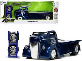 Jada - 1947 Ford COE Flatbed Truck White Top "The Famous Motor Cars" Extra Wheels 1/24 Diecast - Dark Blue Metallic