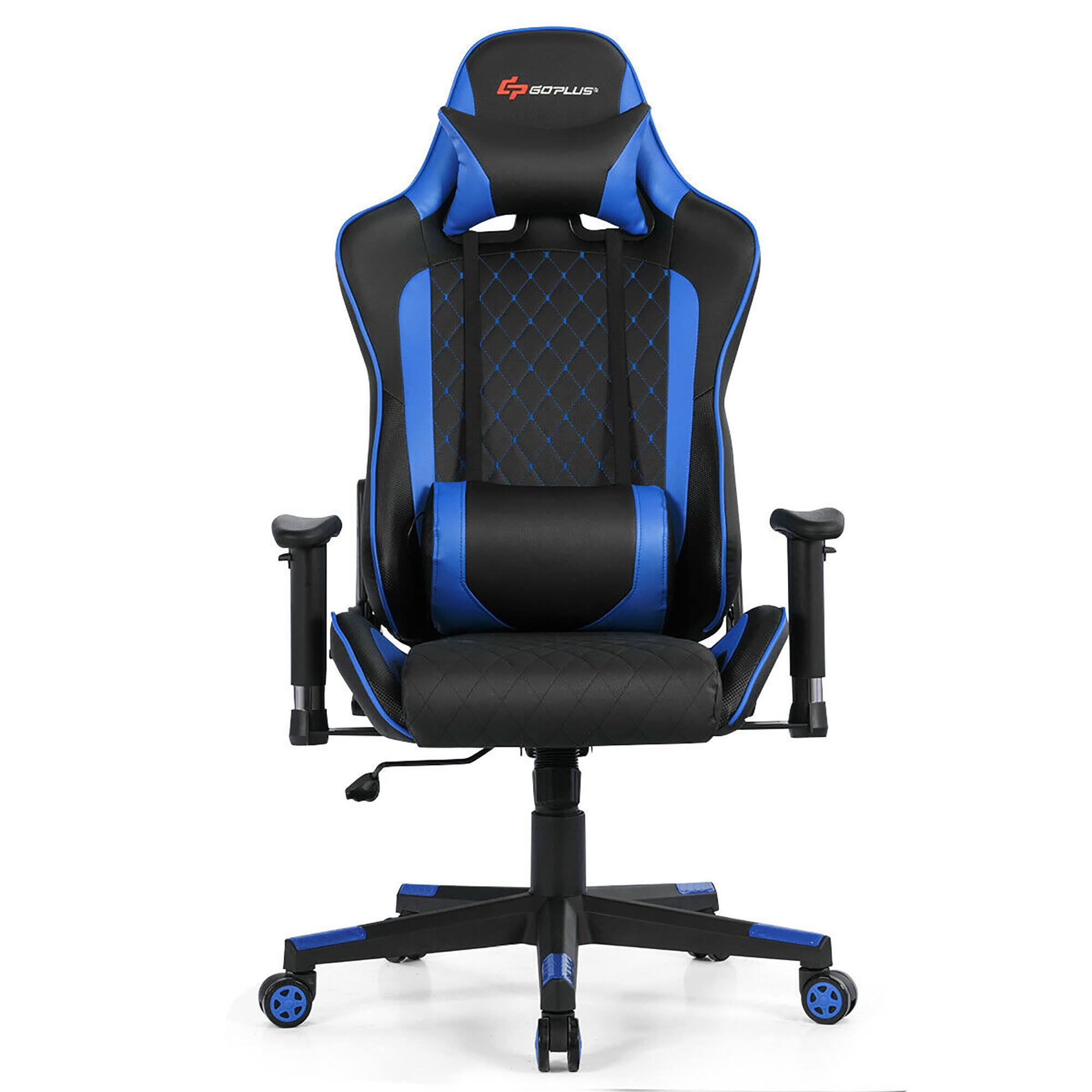 Alt View 17. Costway - Racing Massage Gaming Chair with Lumbar Support - Blue + Black.