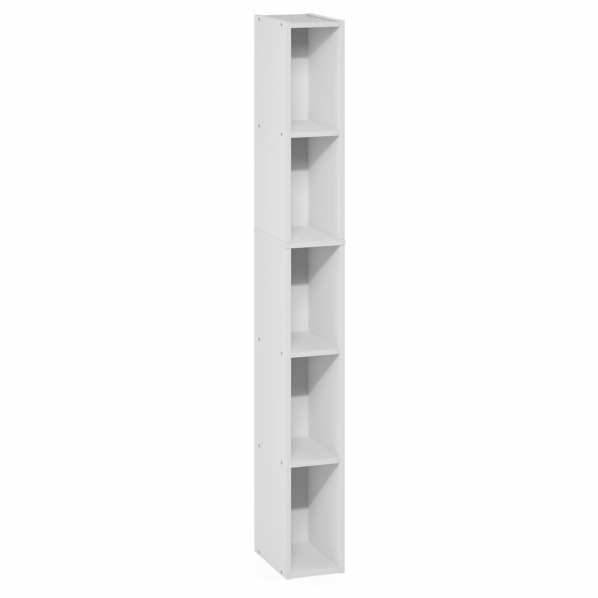 Alt View 5. Furinno - FULDA Book Shelf, 5-Tier Tall Narrow Bookshelf, Standing Bookcase with 6-In Width Storage Shelf, 9.3 x 5.9 x 51.9 - White.