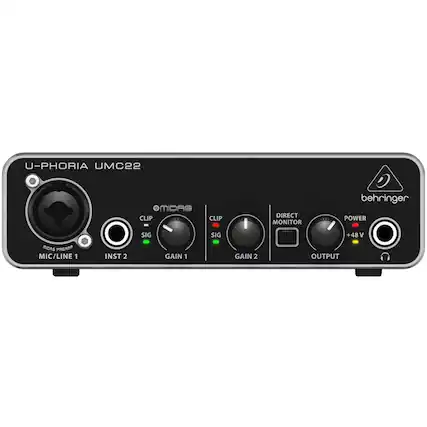 Front. Behringer - U-Phoria USB Audio Interface - Black.