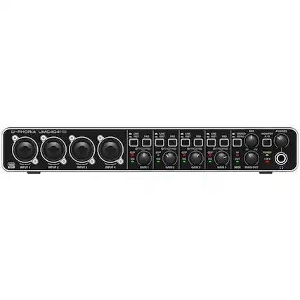 U-PHORIA UMC404HD
LINE INST PAD
LINE INST PAD
LINE INST PAD
LINE INST PAD
MIX
STEREO
MONO
PHONES
MONITOR A/B
CLIP
CLIP
CLIP
CLIP
IN
SIG
SIG
SIG
POWER
+48V
GAIN 1
GAIN 2
GAIN 3
GAIN 4
MIDI
MAIN OUT
INPUT 1
INPUT 2
INPUT 3
INPUT 4