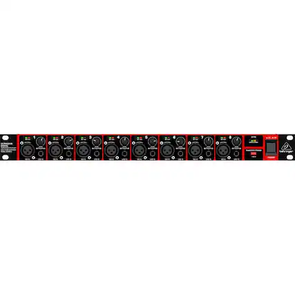 Front. Behringer - ULTRAGAIN DIGITAL 8-Input/8-Output ADAT Audio Interface - Red/Black.