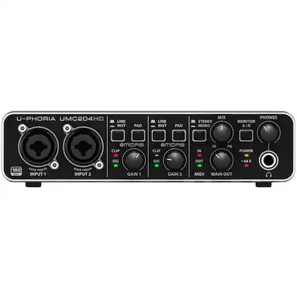 Front. Behringer - U-PHORIA USB Audio Interface - Black.