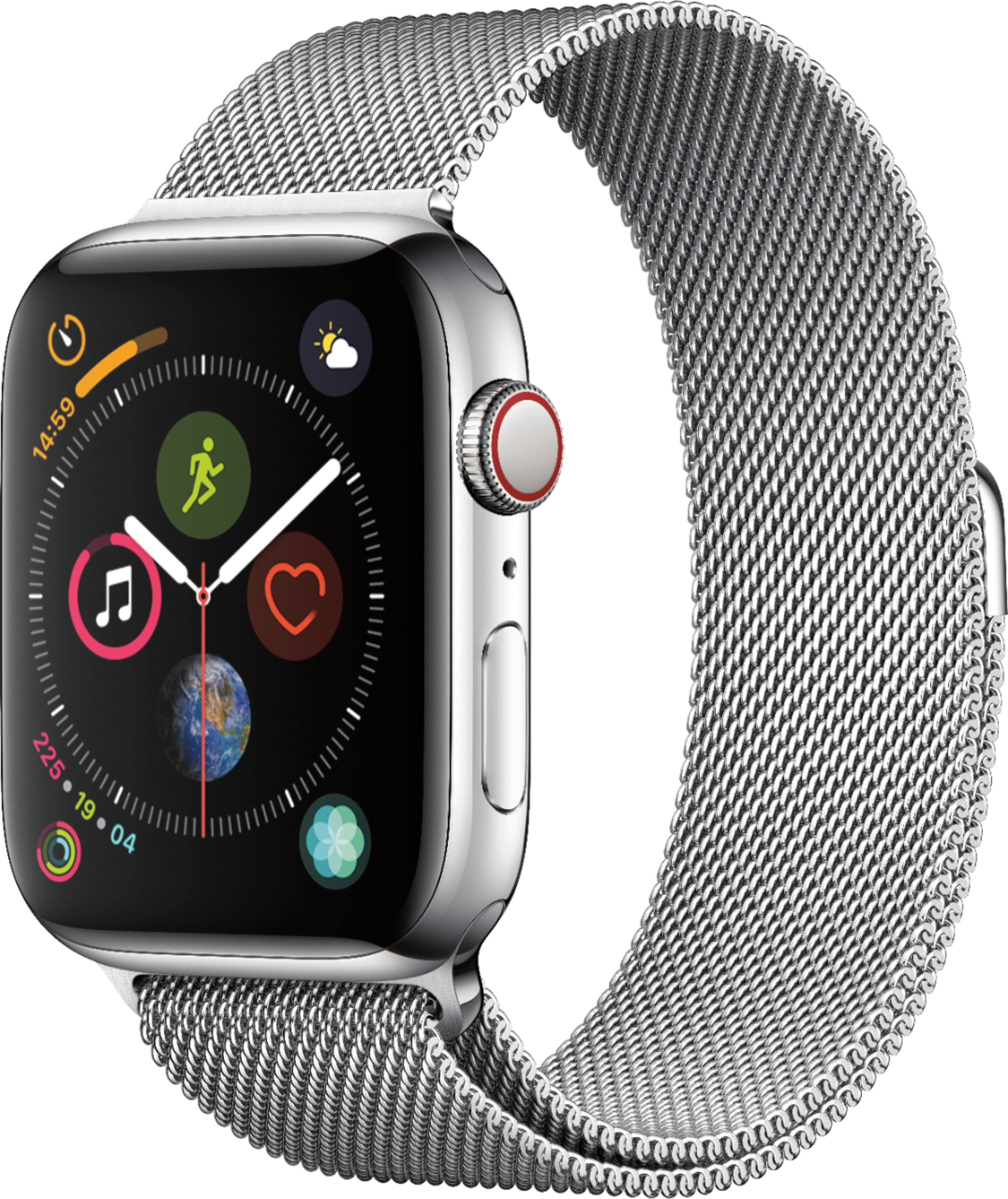 Apple Watch Series 4 (GPS + Cellular) 44mm Stainless Steel Case with  Milanese Loop Stainless Steel MTV42LL/A - Best Buy