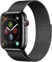 Apple - Apple Watch Series 4 (GPS + Cellular) 44mm Space Black Stainless Steel Case with Space Black Milanese Loop - Space Black Stainless Steel - Left_Zoom