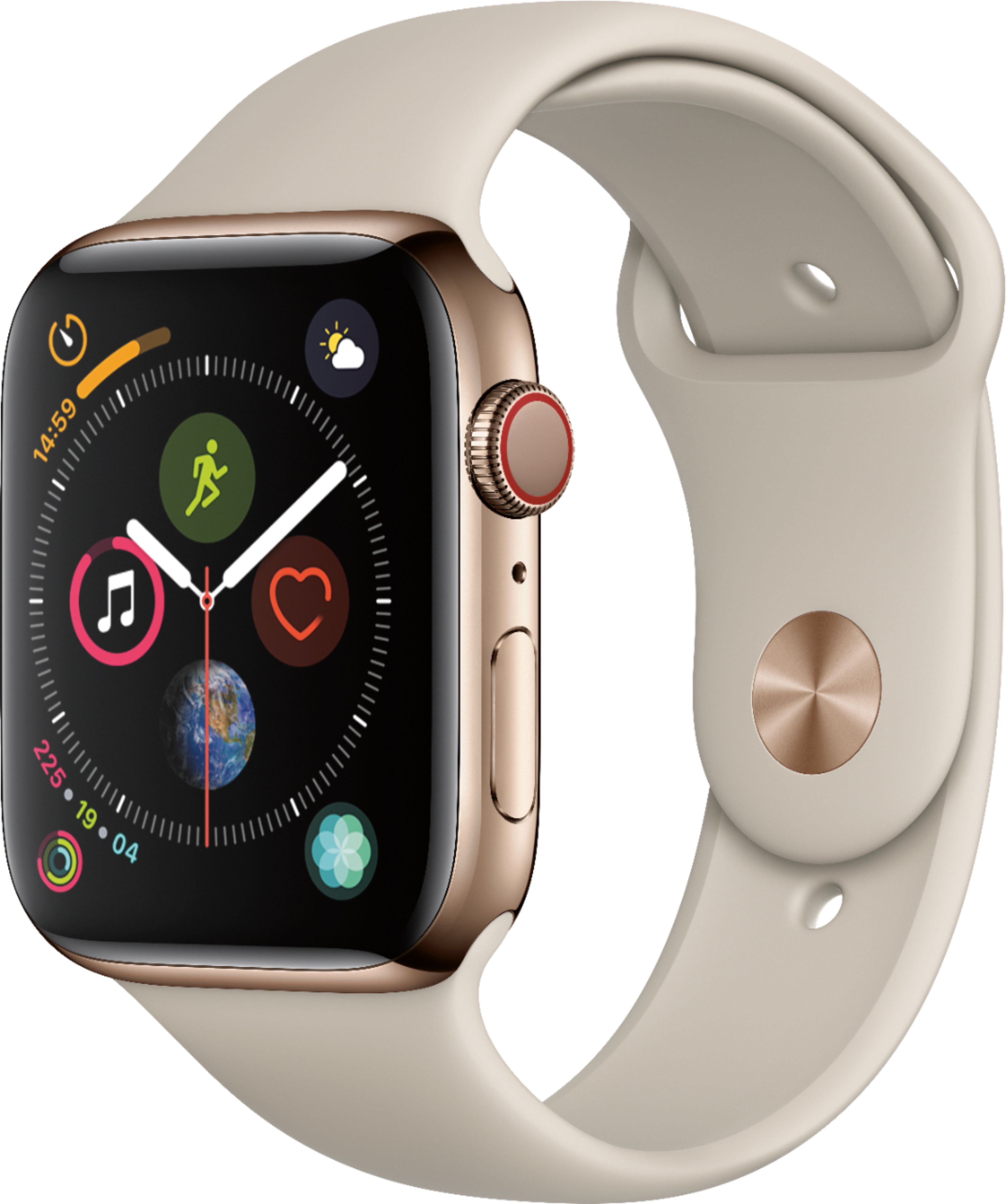 Apple Watch Series 4 (GPS + Cellular) 44mm Gold Stainless Steel Case with Stone Sport Band - Gold Stainless Steel