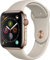 Apple - Apple Watch Series 4 (GPS + Cellular) 44mm Gold Stainless Steel Case with Stone Sport Band - Gold Stainless Steel - Left_Zoom