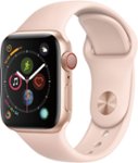 Left Zoom. Apple Watch Series 4 (GPS + Cellular) 40mm Gold Aluminum Case with Pink Sand Sport Band - Gold Aluminum.