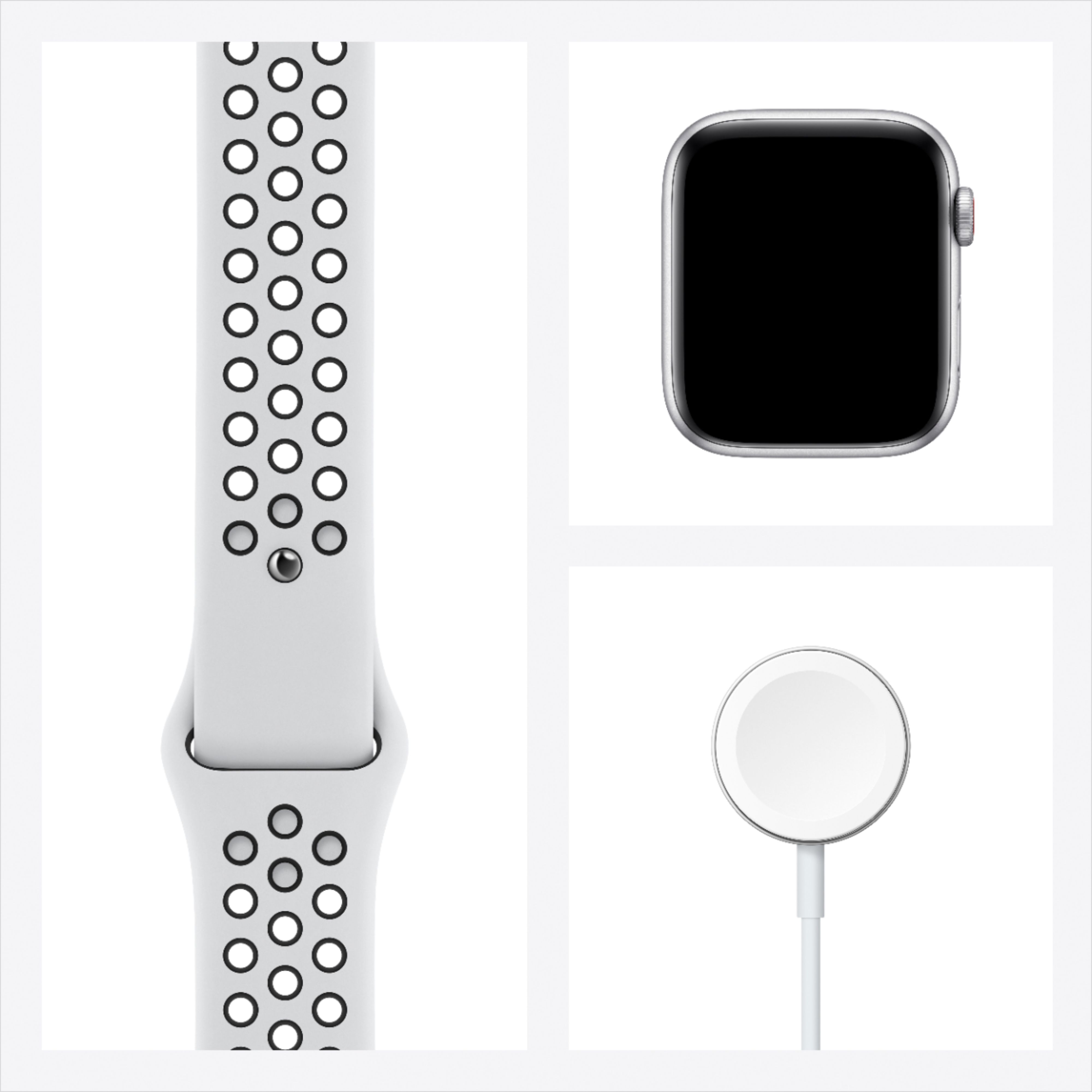 Apple Watch Nike SE (GPS + Cellular) 44mm Silver Aluminum Case with Pure Platinum/Black Nike