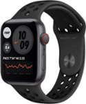 Front Zoom. Apple Watch Nike SE (GPS + Cellular) 44mm Space Gray Aluminum Case with Anthracite/Black Nike Sport Band - Space Gray.