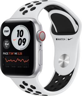 Refurbished Apple Watch Nike Series 6(GPS + Cellular) 40mm Silver Aluminum Case with Pure Platinum/Black Nike Sport Band - Silver - (2020)