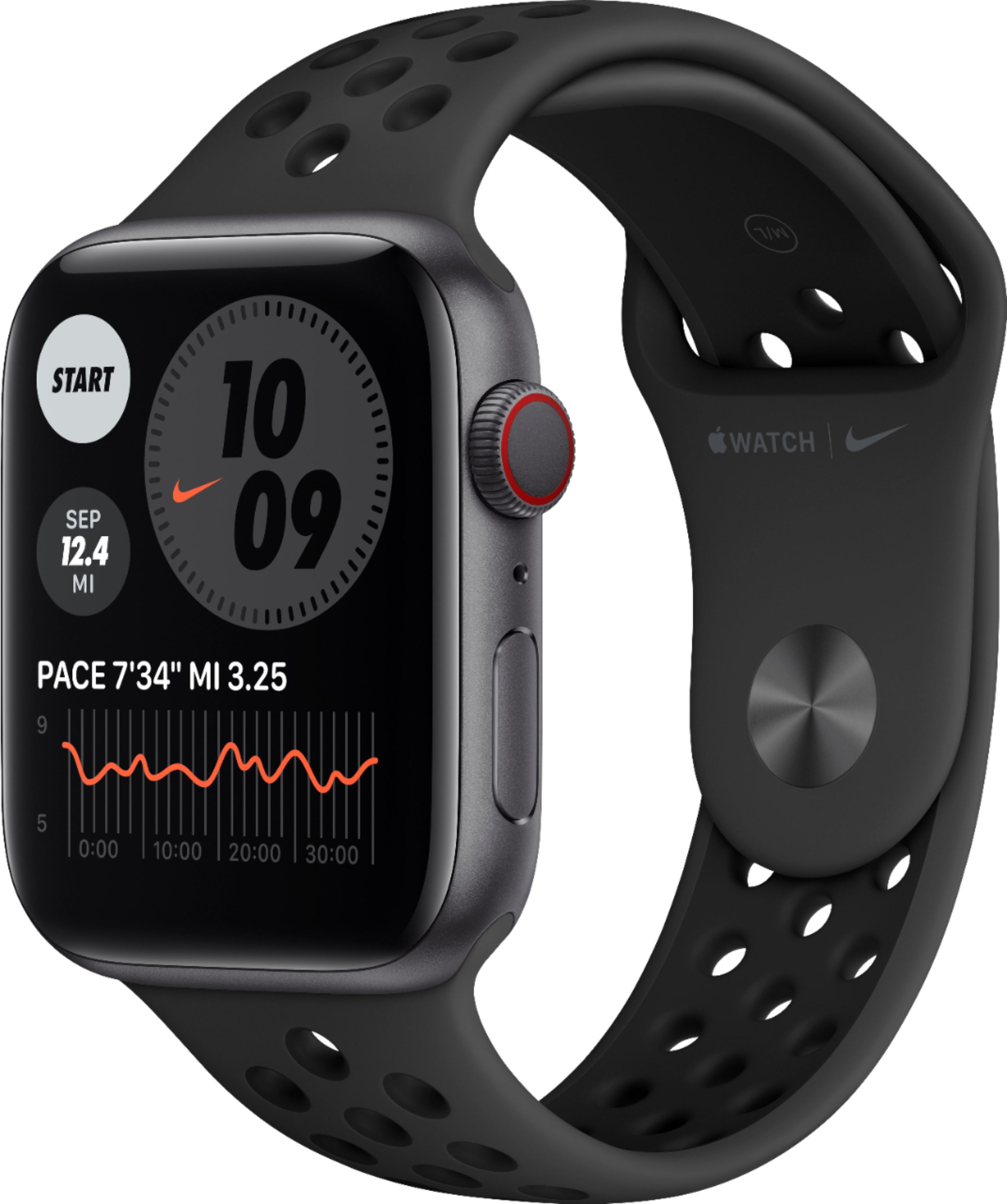Best Buy: Apple Watch Nike Series 6 (GPS + Cellular) 44mm Space Gray  Aluminum Case with Anthracite/Black Nike Sport Band MG2J3LL/A