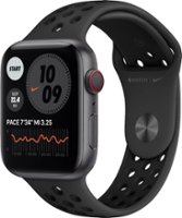 Apple Watch Nike Series 6 (GPS + Cellular) 44mm Space Gray Aluminum Case with Anthracite/Black Nike Sport Band - Space Gray - Front_Zoom