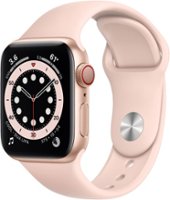 Apple Watch Series 6 (GPS + Cellular) 40mm Aluminum Case with Pink Sand Sport Band - Gold - Front_Zoom