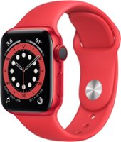 Apple Watch Series 6 (GPS + Cellular) 40mm Aluminum Case with Red Sport Band - (PRODUCT)RED - Front_Zoom