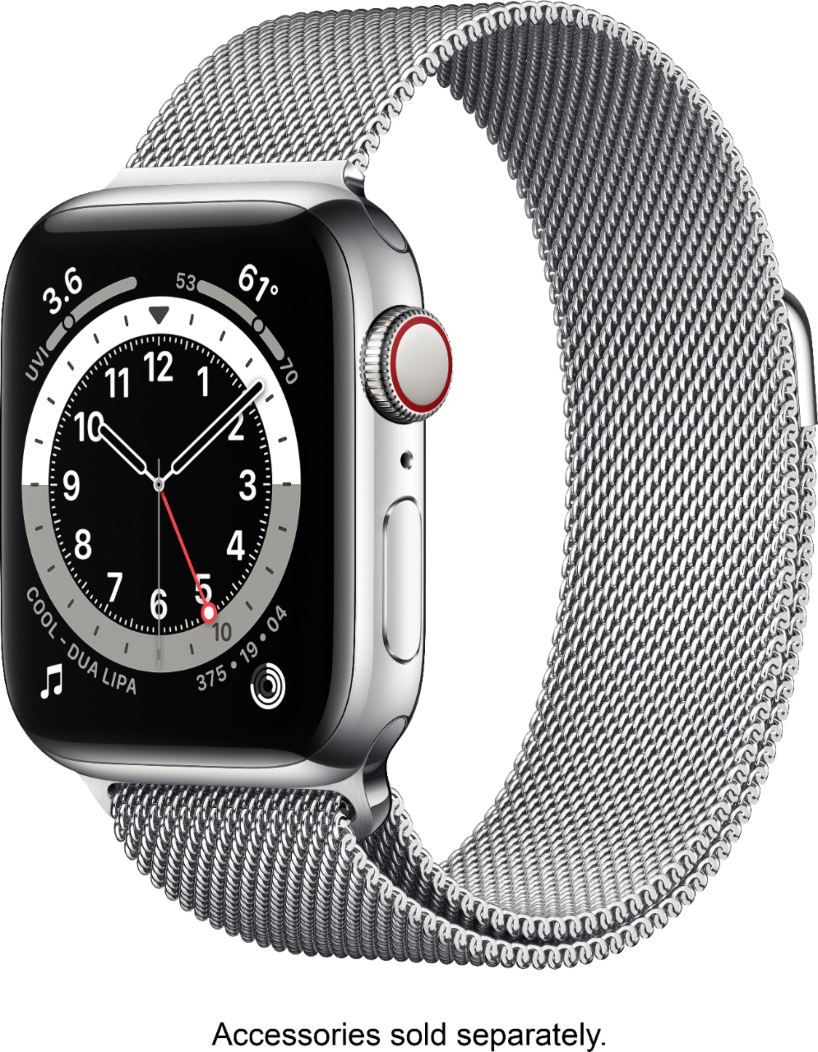 Apple Watch Series 6 (GPS + Cellular) 40mm Silver Stainless Steel Case with  Silver Milanese Loop Silver M02V3LL/A - Best Buy