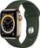 Front. Apple - Apple Watch Series 6 (GPS + Cellular) 40mm Gold Stainless Steel Case with Cyprus Green Sport Band - Gold.